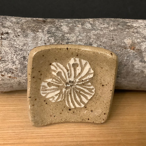 Stoneware Spoon Rest Sgraffito Wildflower Design