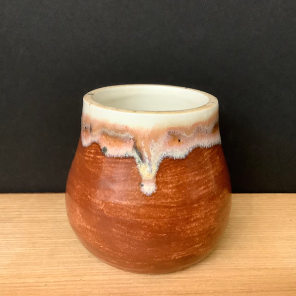 Porcelain Bud Vase with Shino & Flux Glazes