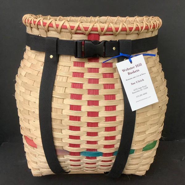 Adirondack Pack Basket with Cranberry Details