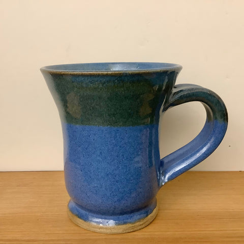 Tall Blue Mug with Green Edge