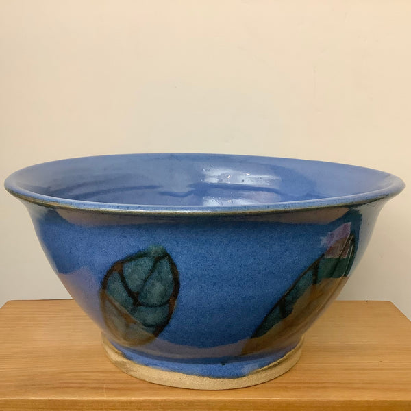 Deep Blue Bowl with Leaf Pattern