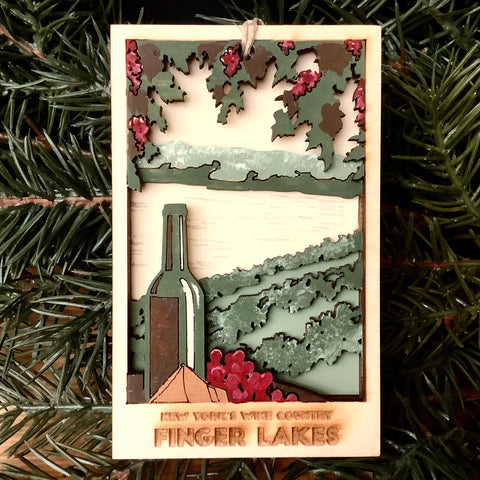 Three Dimensional Die-Cut Finger Lakes Ornament