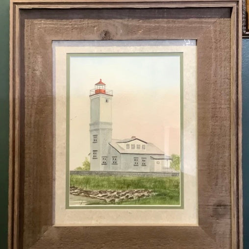 “Ogdensburg Lighthouse", Framed Original Watercolor