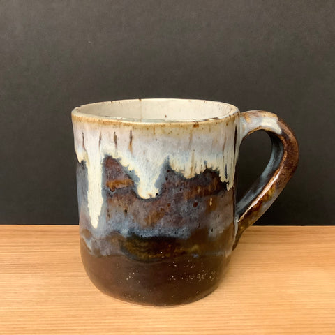 Stoneware mug Smoke Blue Cream & Brown