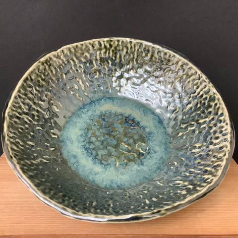 Stoneware Large Green Serving Bowl