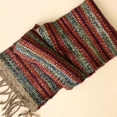 Merino Wool Nora Scarf - Rust & Blue