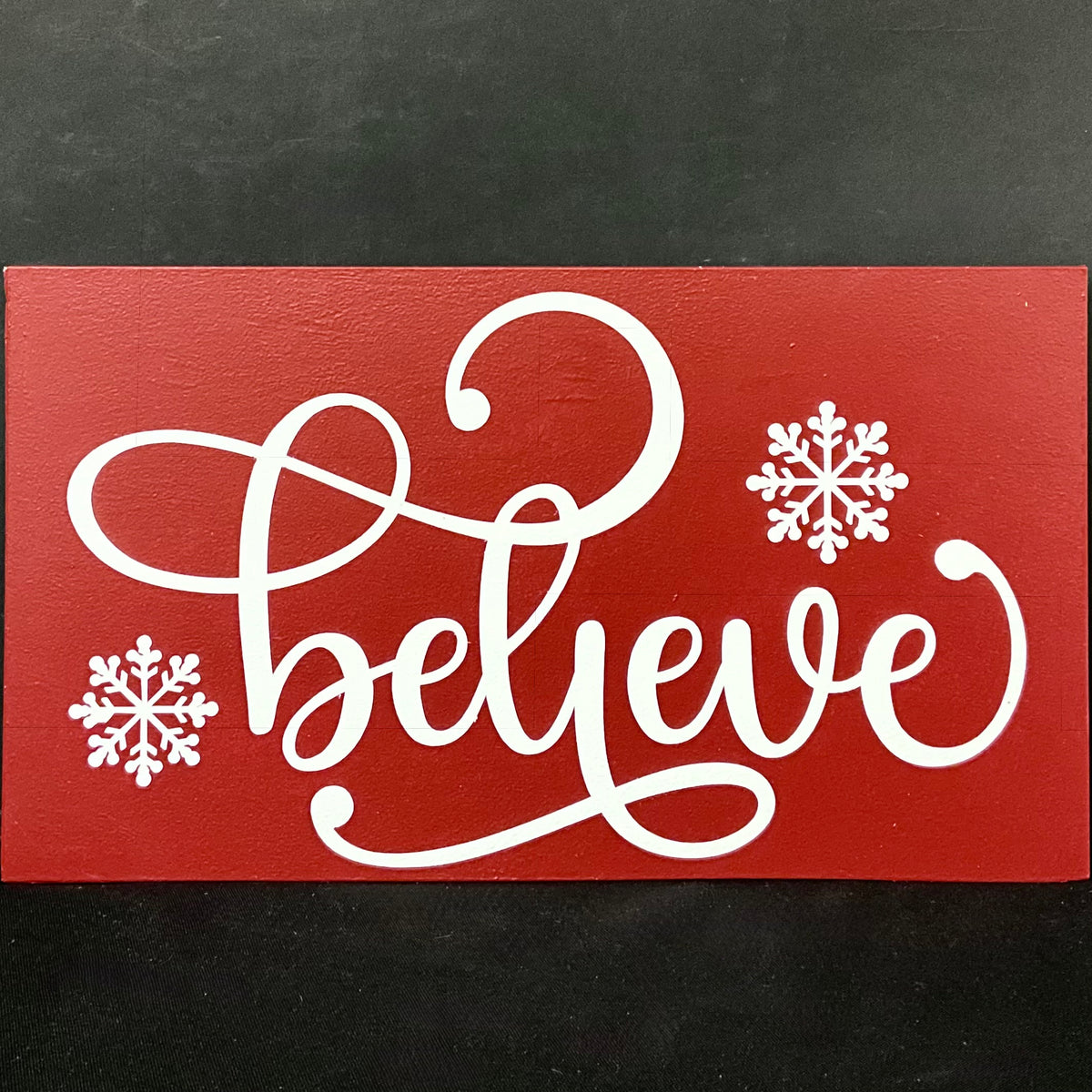 Barn Quilt “Believe” with Snowflakes