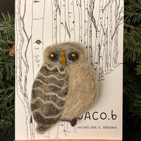 Owl Needle Felted Brooch