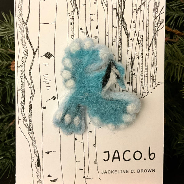 Blue Jay Needle Felted Brooch