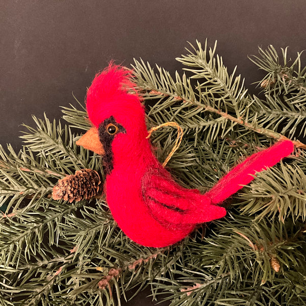 Male Cardinal Felted Ornament