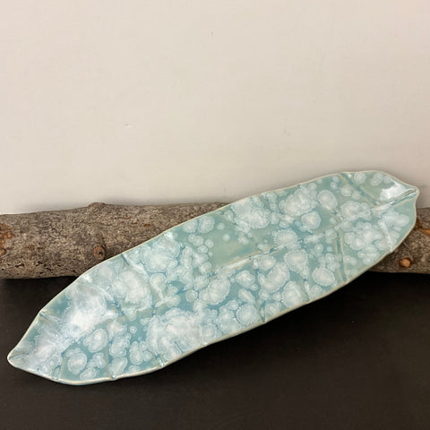 Leaf Tray in Speckled Aqua Blue