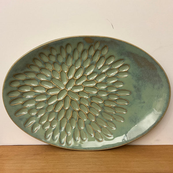 Md. Carved Turquoise Oval Platter