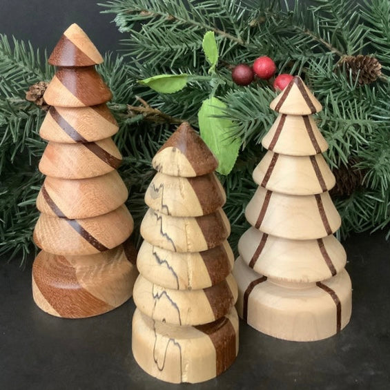 Striped inlay Christmas Tree decor - assorted