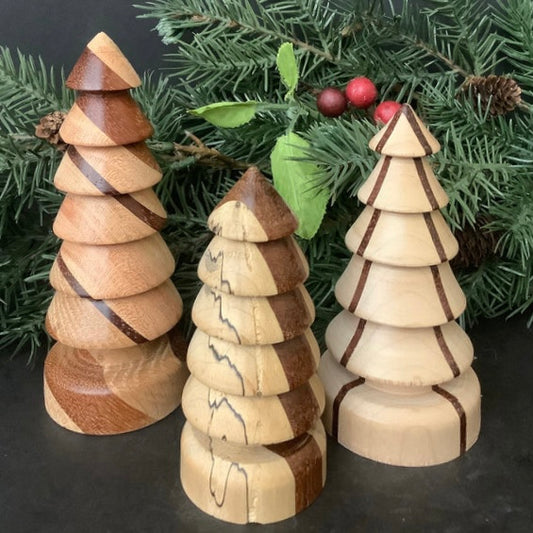 Striped inlay Christmas Tree decor - assorted