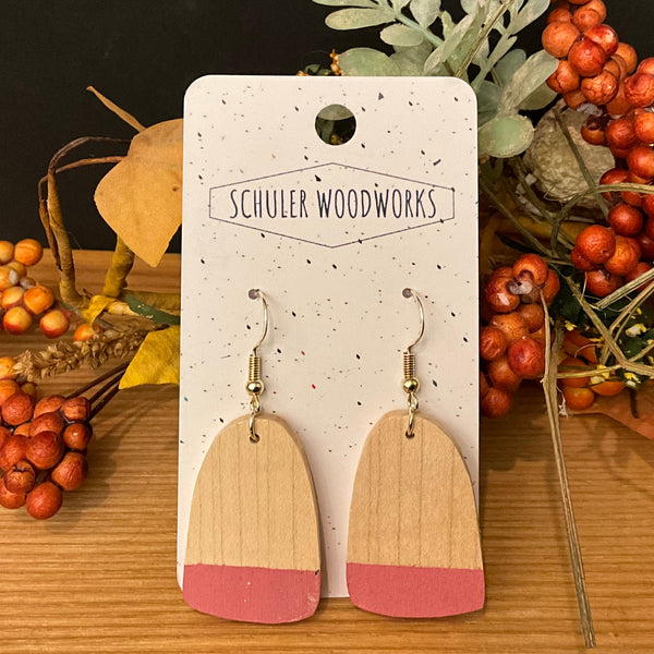 Wood Earrings - arches with Desert Rose