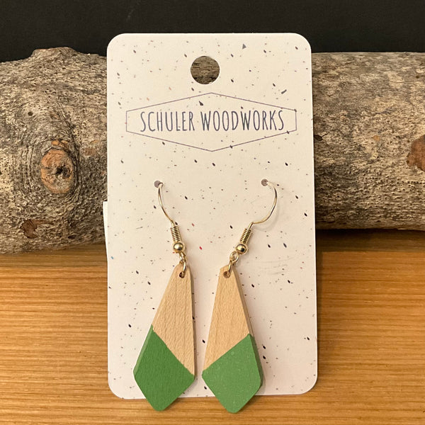 Earrings - kite with grass green