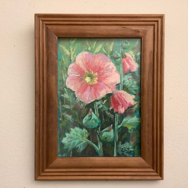 Hollyhock - Original Framed Pastel