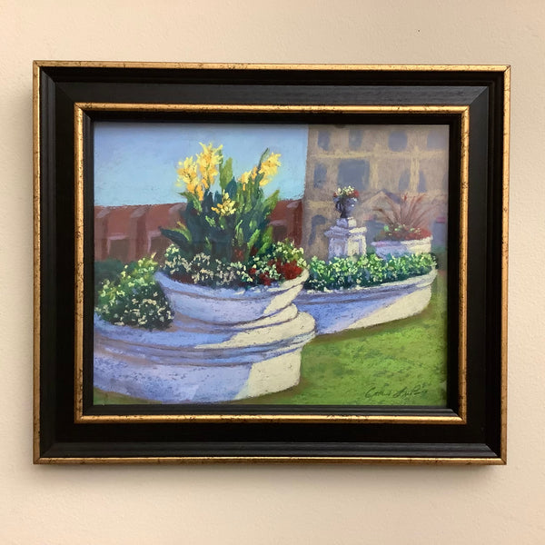 Gardens at the Palladium - Original Framed Pastel Painting