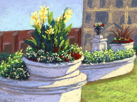 Gardens at the Palladium - Original Framed Pastel Painting