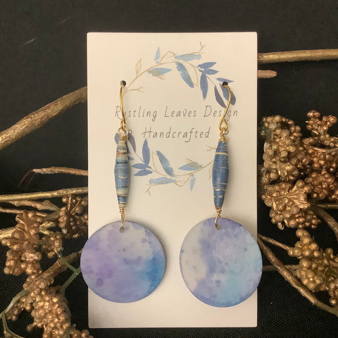 Misty Periwinkle Blue long drop circle Earrings