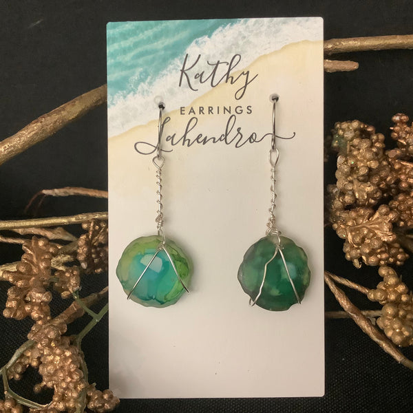 Faux Green Seaglass upcycle plastic Earrings