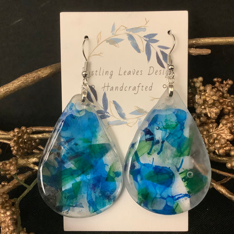 Large Blue & Green Teardrop Earrings