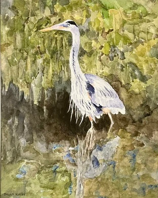 Heron- matted Print of watercolor painting