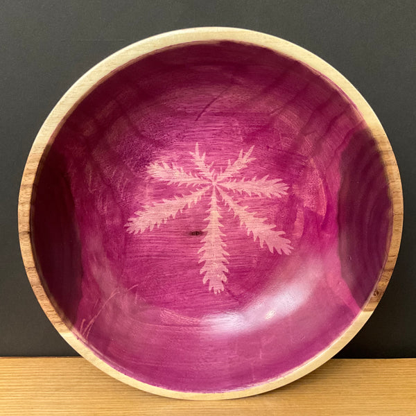 Walnut Bowl with Violet & Sulphur Cinquefoil