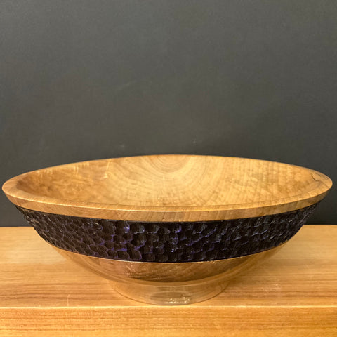 Beech Bowl with Textured Black & Violet Rim