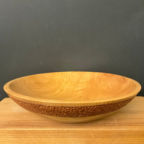 Beech Bowl with Textured Gold Rim