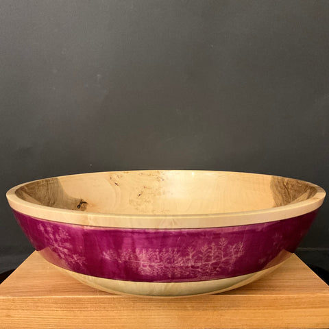 Maple Bowl with Red Violet Rim