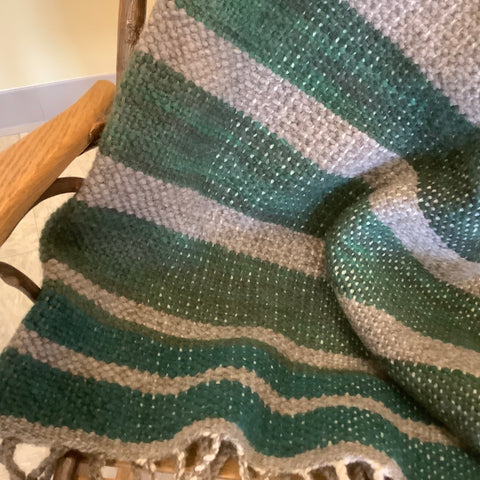 Wool Double Blanket D101 in Green & Grey