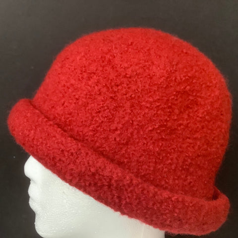 Hand Felted Red Wool Hat