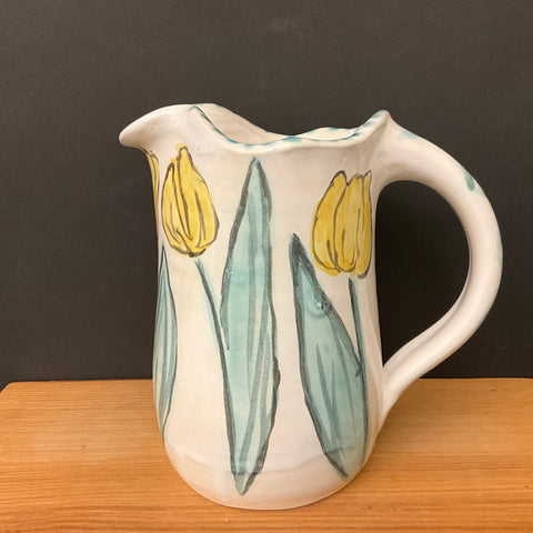 Medium Pitcher with Yellow Tulips