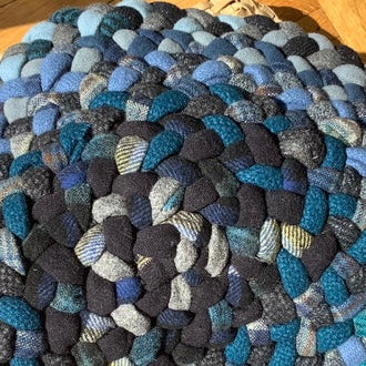 Braided Wool Chair Pad Blue Mix