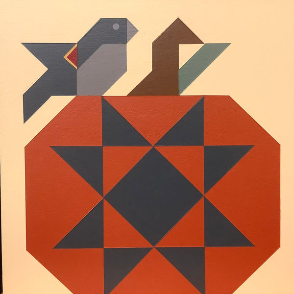 Barn Quilt "Star Pumpkin w/ Bird” 1’ x 1'