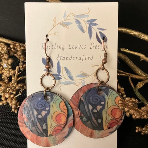 Blue & Orange Double Circle Earrings