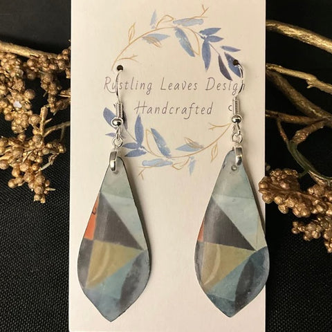 Grey & Blue geometric kite Earrings