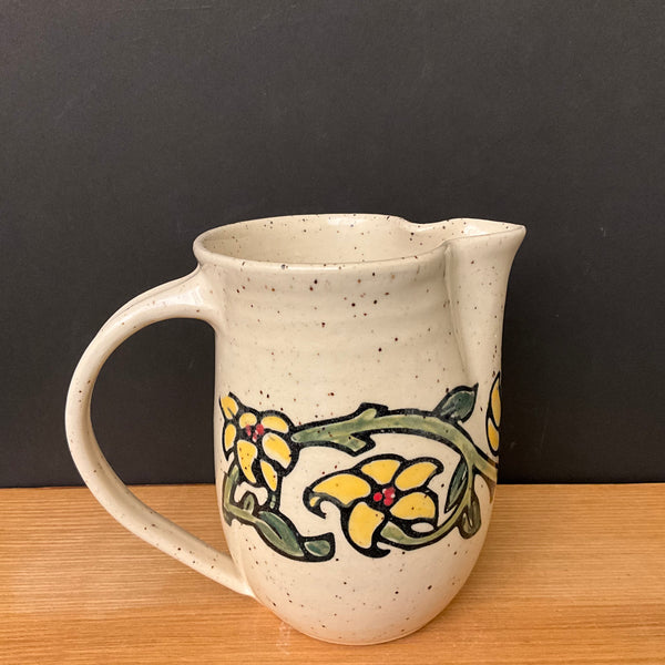 Pitcher Cream with Flower Vine Design