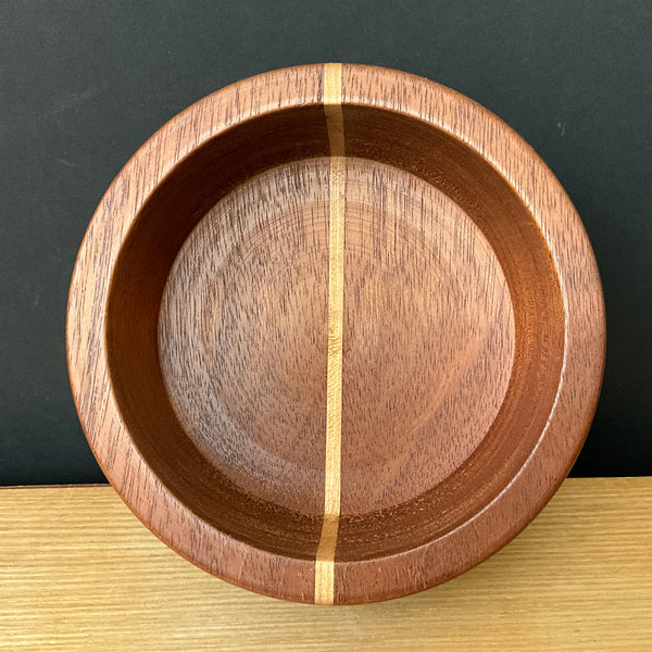 Lidded Bowl - dark wood, light lid