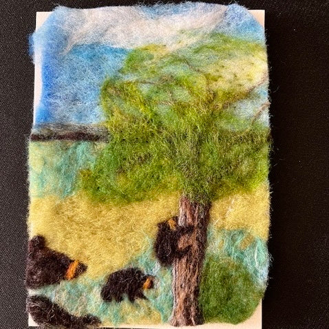 Bear and Cubs felted card