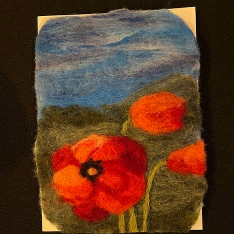 Poppies felted card