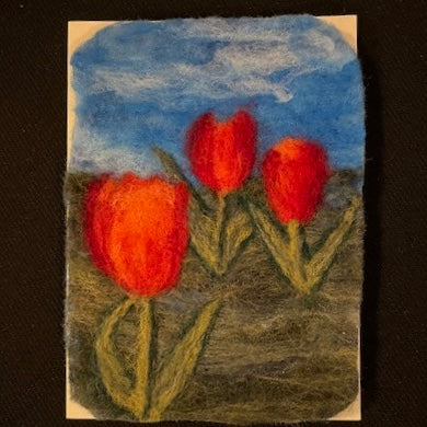 Tulips felted card