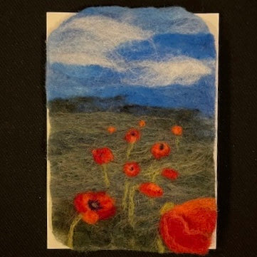 Poppies in Field felted card