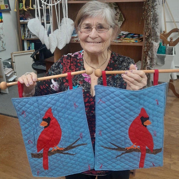 “Cardinal Tapestry” Left-facing Bird by Grace Mancini