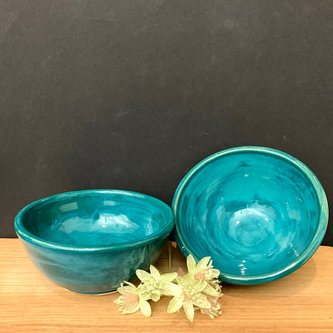 Set of 2 Kingfisher Blue Ice Cream Bowls