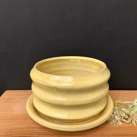 Pale Yellow Planter with Saucer