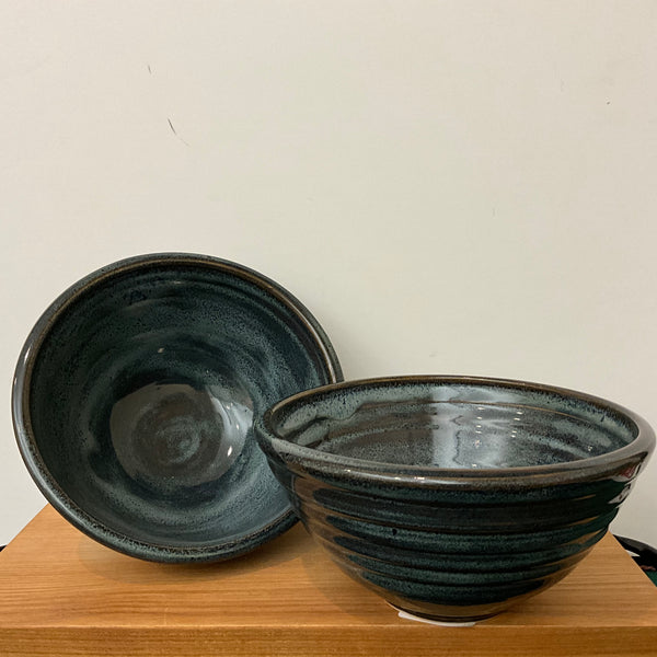 Set of 2 Dark Blue & Brown medium Bowls