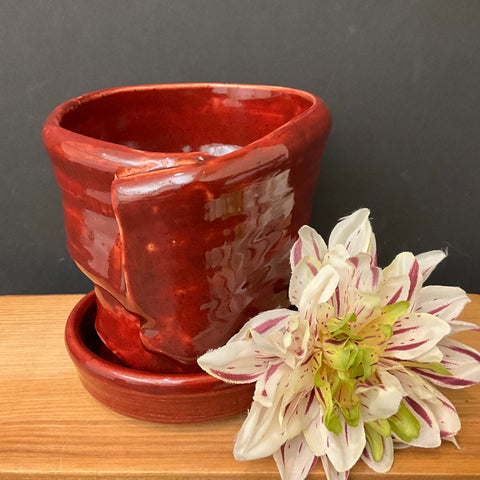 Cranberry Red Planter with saucer