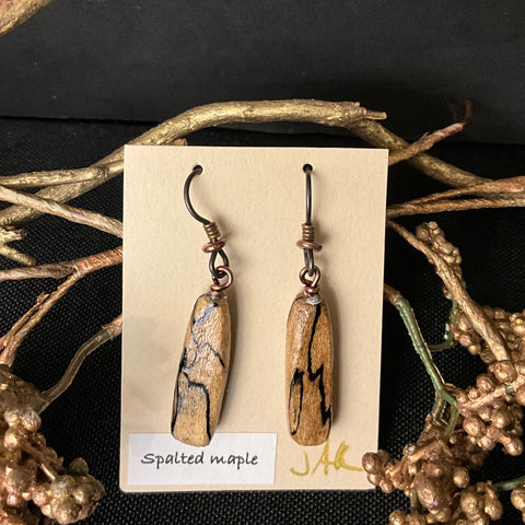 Spalted Maple Earrings Niobium Wires #260